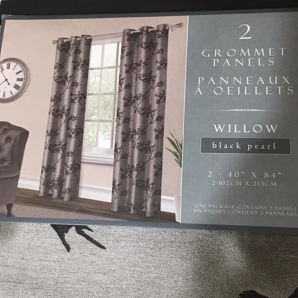 Grommet Panels grey/silver/black oriental style